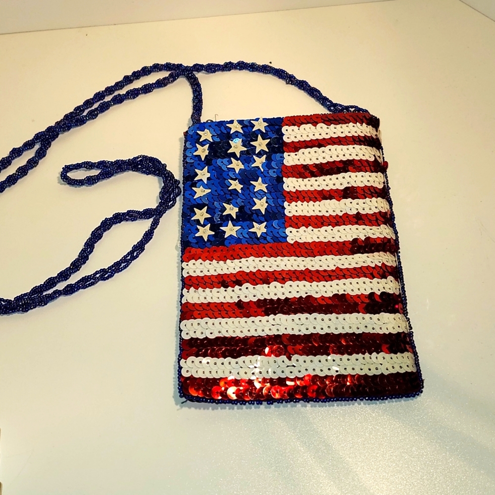 Sequin American Flag Crossbody Bag